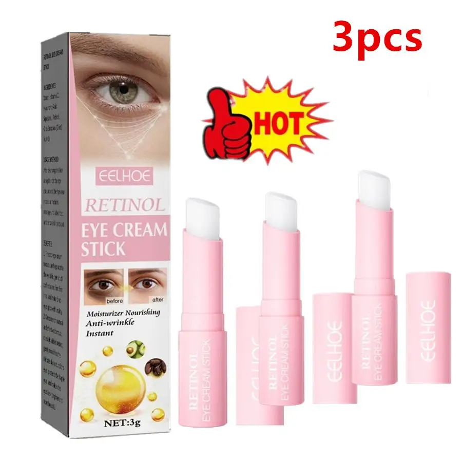 

3pcs EELHOE Anti-wrinkle Eye Cream Retinol Anti Puffiness Remove Dark Circles Eye Bags Stick Fade Fine Line Whitening Moisturizi