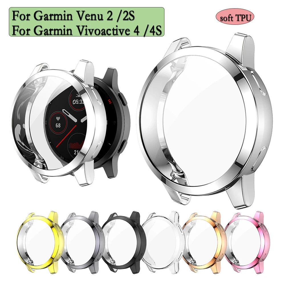 Soft TPU Screen Protector Case For Garmin Venu 2 /2S | Vivoactive 4 /4S  Transparent Cover With Screen Protect Durable Watch Cas