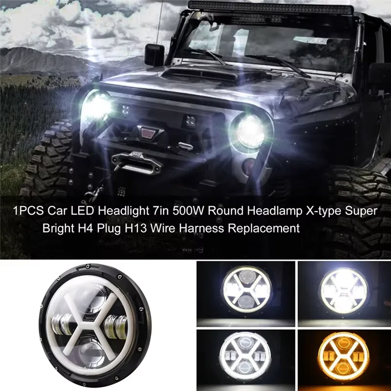 1/2PCS 7 Inch Motorcycle LED Headlight for Motorcycle JEEP Wrangler JK Harley Touring Road King Yamaha 7Inch Round LED Headlight