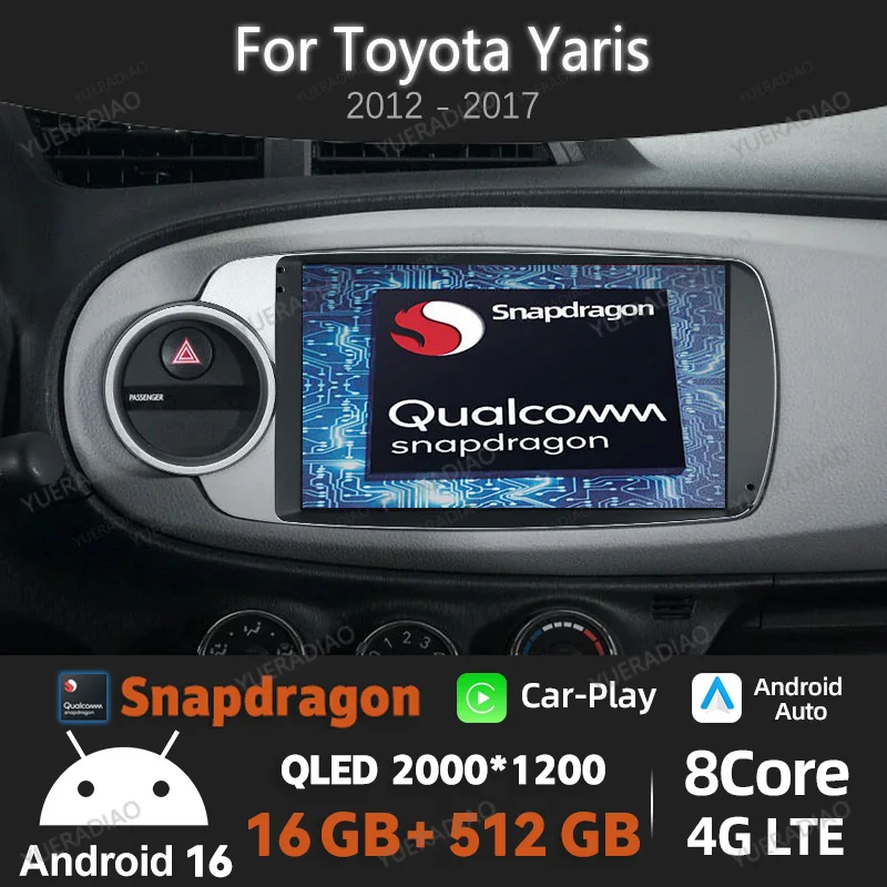 

Android 16 Car Radio For Toyota Yaris 2012 - 2017 Multimedia Stereo Video Player NAVI GPS Carplay Auto 4G LTE 5G WIFI Head Unit
