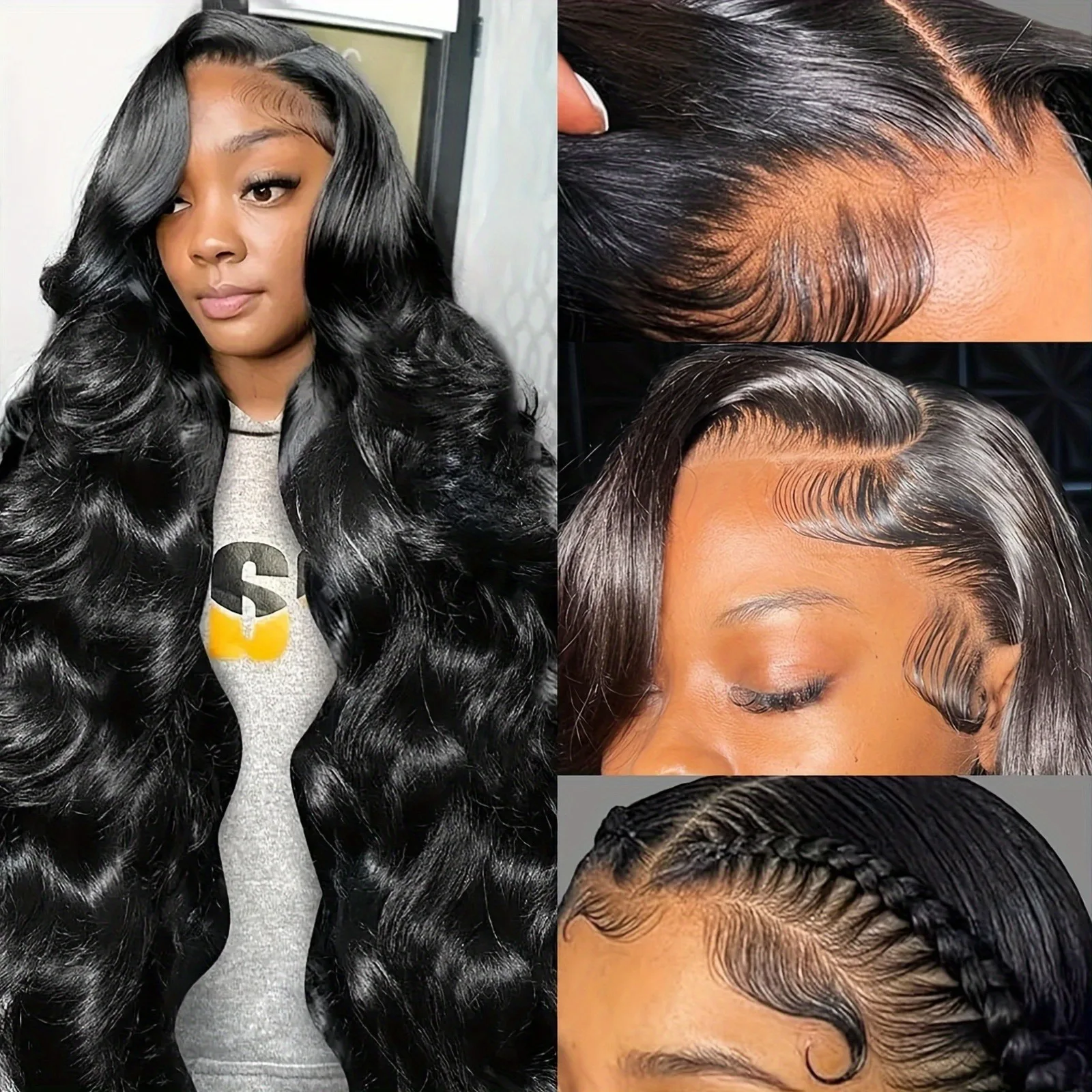 13*4 الباروكات الشعر البشري 200 الكثافة 13*4 الدانتيل الجبهة الباروكات شعر الإنسان الجسم موجة الدانتيل الجبهة الباروكات قبل قطعها مع شعر الطفل الشعر البشري