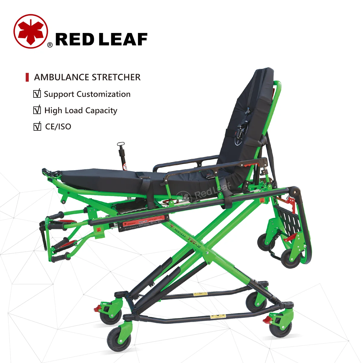 YDC-3E Manual Aluminum Alloy 320KG Capacity Collapsible Ambulance Stretcher with Dimensions for Emergency Transfer