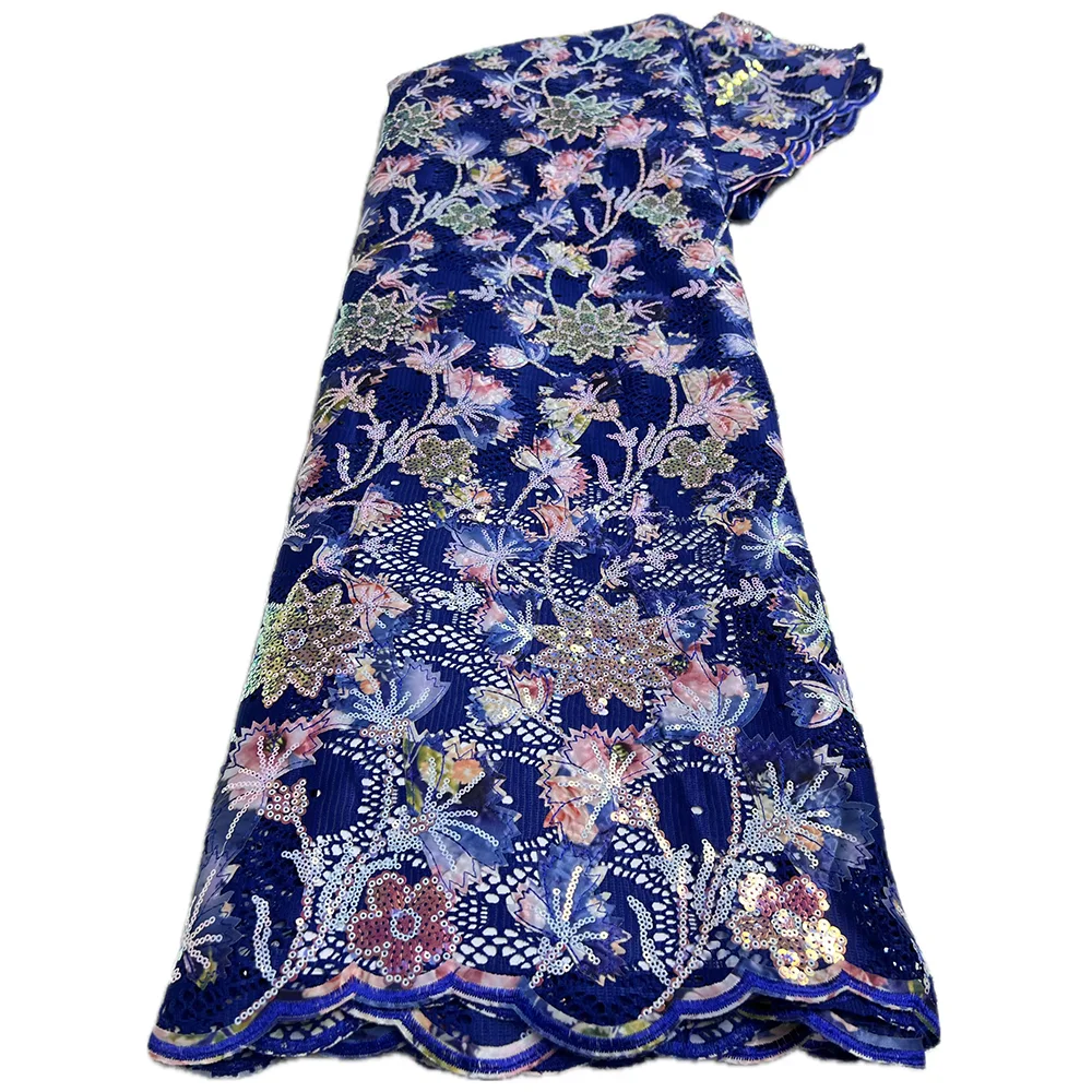 High Quality African Sequins Lace Fabric for Weddings
