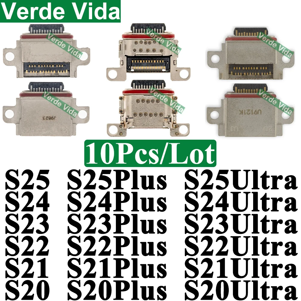 10Pcs Charging Port Dock Connector For Samsung Galaxy S25 S24 23 Ultra S22 S21 Plus S21FE S23FE S24FE S25FE