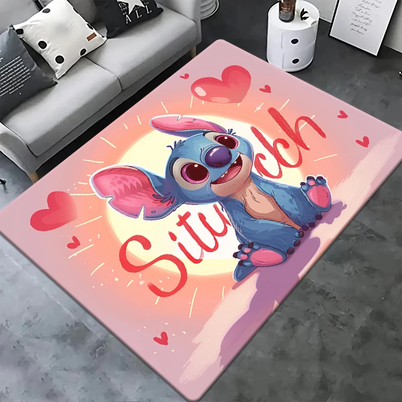 MINISO Stitch Cute Colourful Cartoon HD Print Carpet Living Room Home Decor,Sofa,Beb,Table,Rug,Non-slip,Chair,Mat,Picnic,Camp