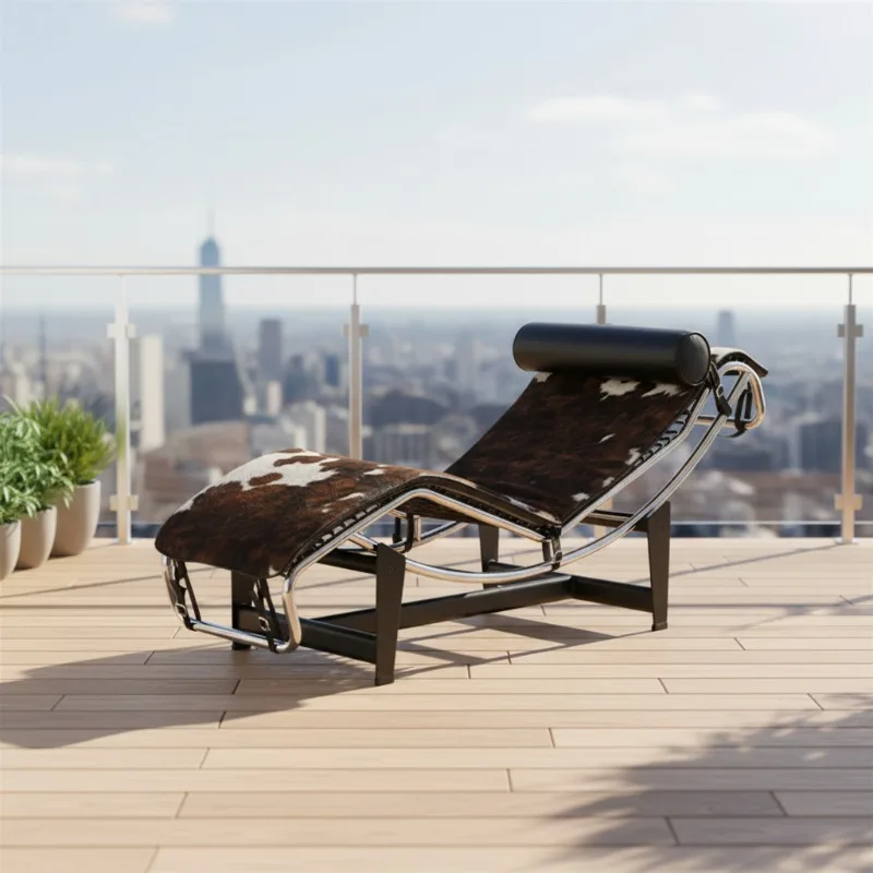

Leather lounge chair designer modern comfortable lounge chair stainless steel suitable for balcony office nap