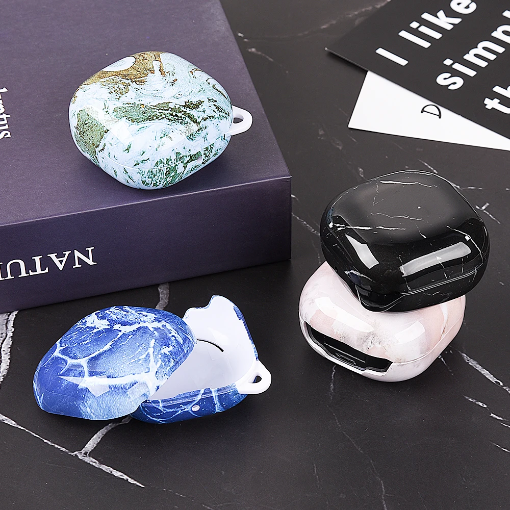 حافظة لهاتف سامسونج جالاكسي براعم 2 برو لايف FE حافظة صلبة من البولي كربونات حافظة لهاتف جالاكسي براعم برو براعم 2 برو حافظة بنمط رخامي