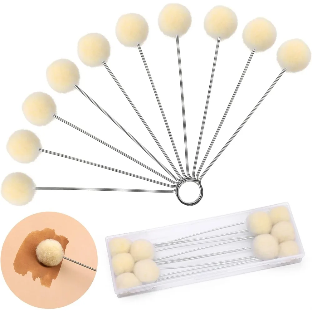 

100 штук шерстяных кистей-дауберов с металлической ручкой для окрашивания кожи и поделок своими руками