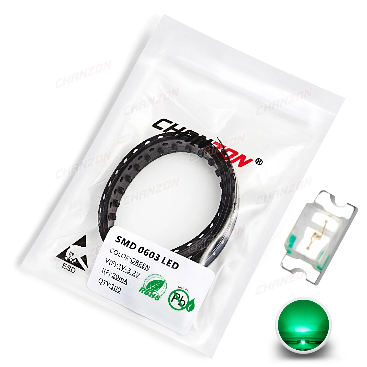 SMD LED Emitting Diode Kit Chip de lâmpada Grânulos de luz quente, branco, vermelho, verde, azul, amarelo, laranja, rosa UV, RGB Micro, 3V, SMT, 0603