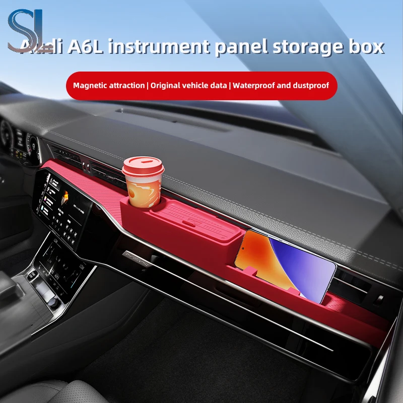 

For AUDI A6/A6L 2024 2025 Storage Box Center Armrest Hidden Box Cup Holder Organizer Interior Accessories