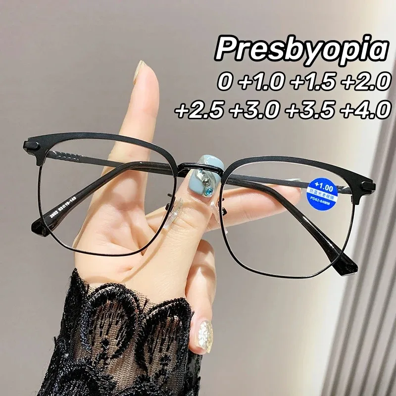 Anti-Blaulicht-Presbyopie-Brille für Herren, ultraleichte Lesebrille mit quadratischem Rahmen, hochwertige Business-High-Definition-Brille