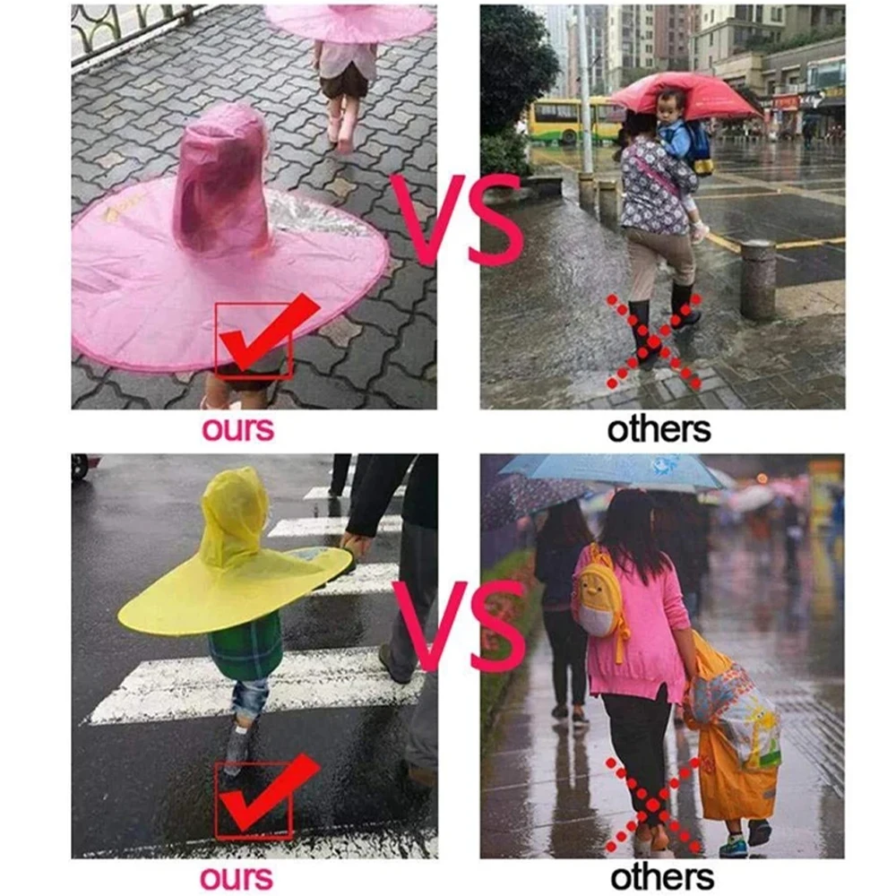 Cubierta de lluvia creativa para niños, impermeable con bonito pato de dibujos animados, OVNI, sombrero de paraguas para niños y niñas, Poncho a prueba de viento, equipo de lluvia, Hot-ll