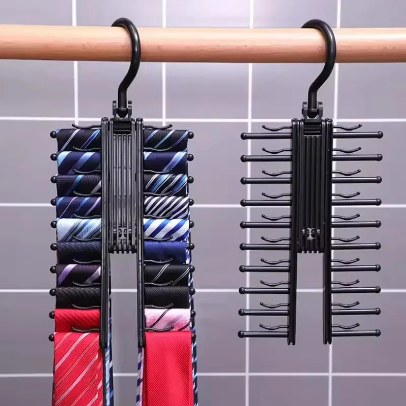 

Adjustable Tie Storage Rack 360 Degree Rotating Household Tie Shelf Belt Silk Scarf Artifact Cabinet Organizer Hangers