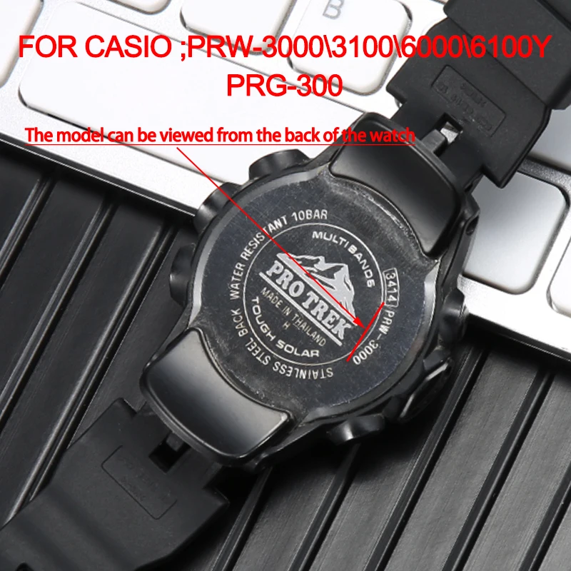 Watch Accessories Suitable for Casio Pro Trek PRW3000 3100 6000 6100Y PRG300 Men\'s Resin Strap Sports Waterproof Watchband