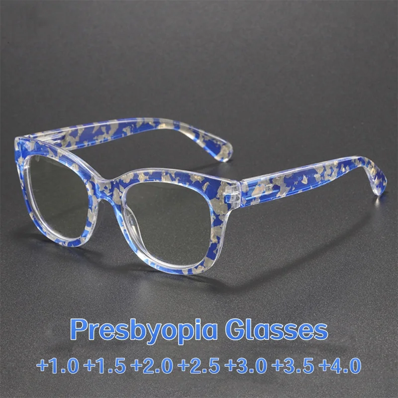

New Trendy Personalized Printed Presbyopia Glasses Fashionable Large Frame Camouflage Spring Foot Anti Blue Light Glasses