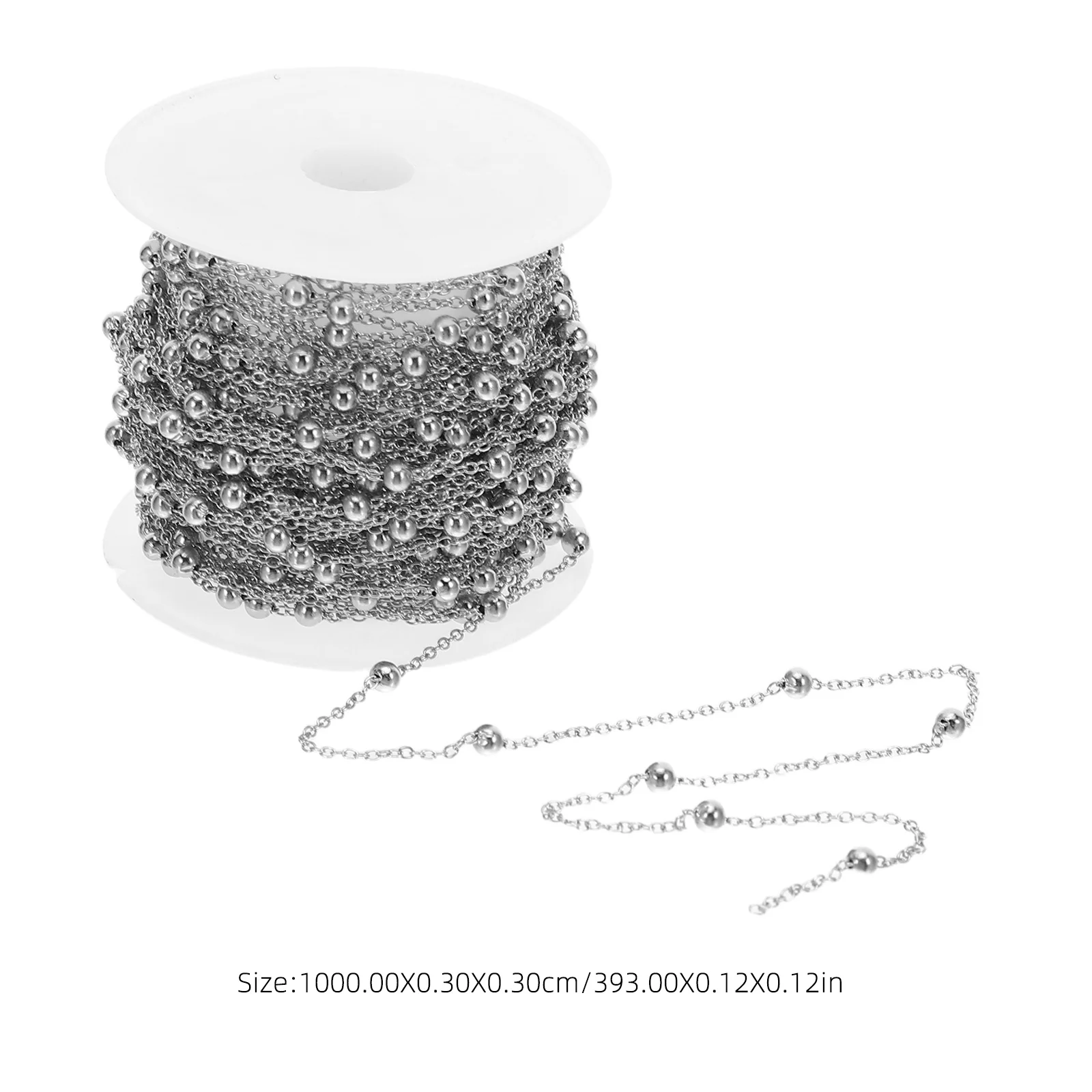 1 Roll Stainless Steel Bead Chain Round Design Jewelry Chain Roll for DIY Necklace Bracelet Making Accessories