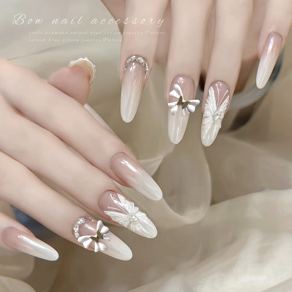 5 pièces ruban métallique nœud papillon breloque pour ongles alliage 3D noir blanc rouge nœud papillon métallique Nail Art strass bricolage manucure décoration