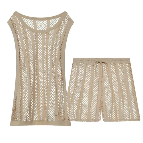 Imagen 1 del producto CLEVER-MENMODE Conjunto de camiseta interior para hombre, camisetas sin mangas de malla, Boxers sexis de rejilla transparente, camiseta sin mangas hueca, pantalones cortos, ropa de dormir