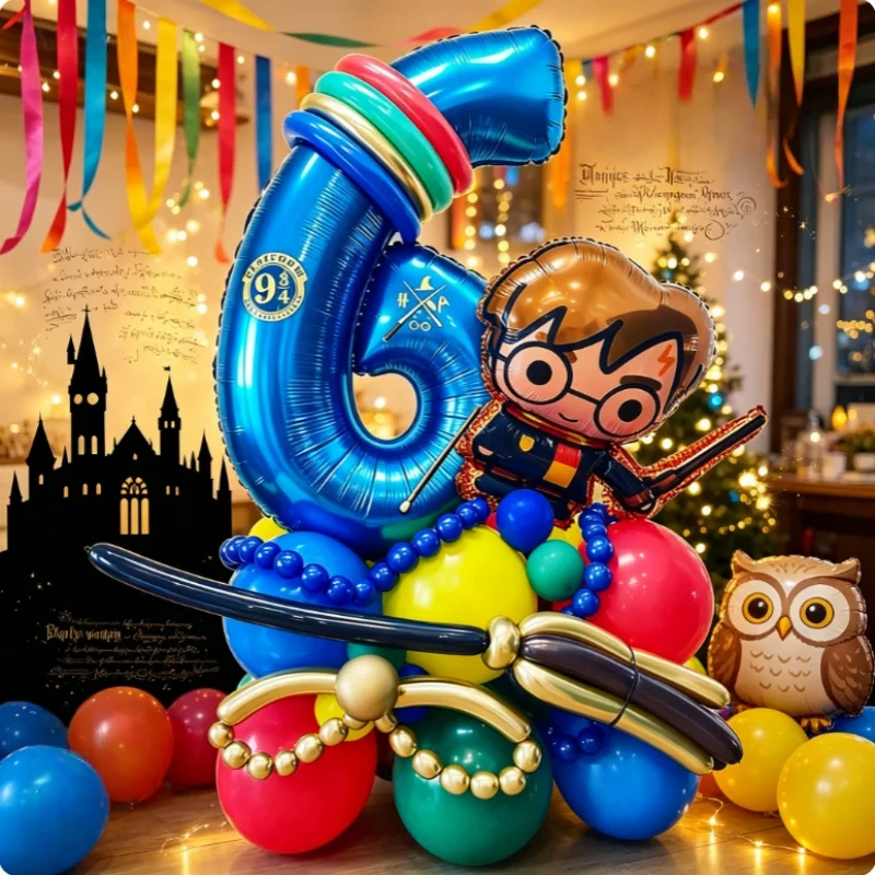 Cartoon Magic Academy Balloon Wreath Arch Kit Balloon Snitch Wizard Hat Halloween Party Themed Birthday Supplies Decoration Gift view 5