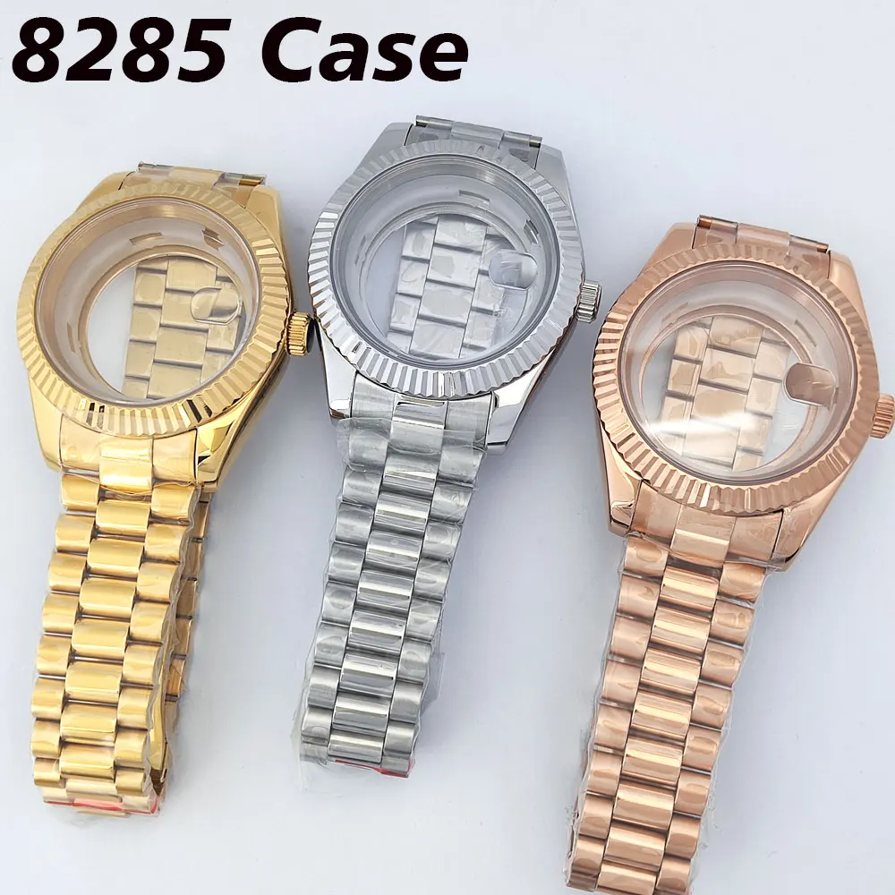 36/39/41mm watch case Miyota 8285 Case stainless steel strap case sapphire glass silver/gold/rose gold case