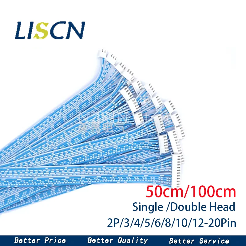 1PCS 50CM 1M 2P/3/4/5/6/8/10/12-20Pin Single/Double Head Wire Cable Connector JST XH2.54 XH 2.54mm White Blue Male Female Plug