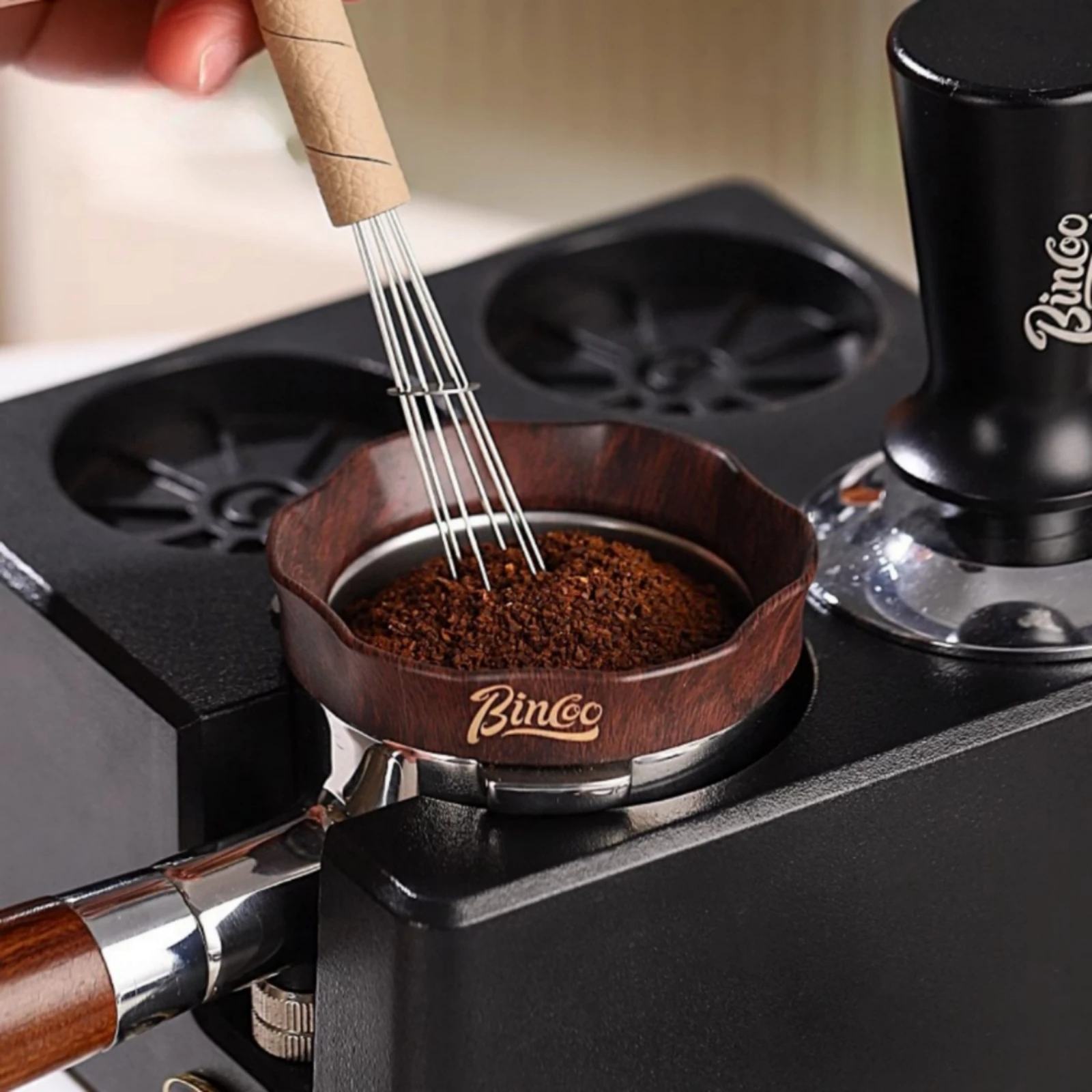 Coffee Dosing Collar Attractive Dosing Funnel 51mm Walnut Finish for Espresso Lovers