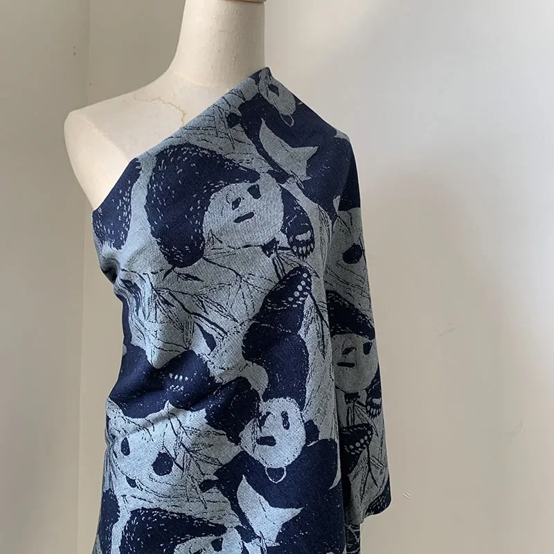 

Жаккардовая джинсовая ткань с рисунком бамбукового листа панды для дизайнера одежды, ткань для шитья своими руками на метр, материал