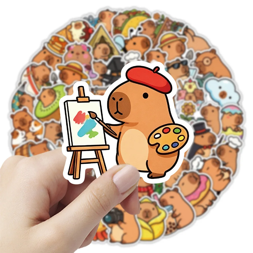50 Stück Cartoon Niedliche Capybara Personifizierte Lustige Aufkleber Vinyl Wasserdicht Dekorieren Tasse Handy Helm Koffer Aufkleber