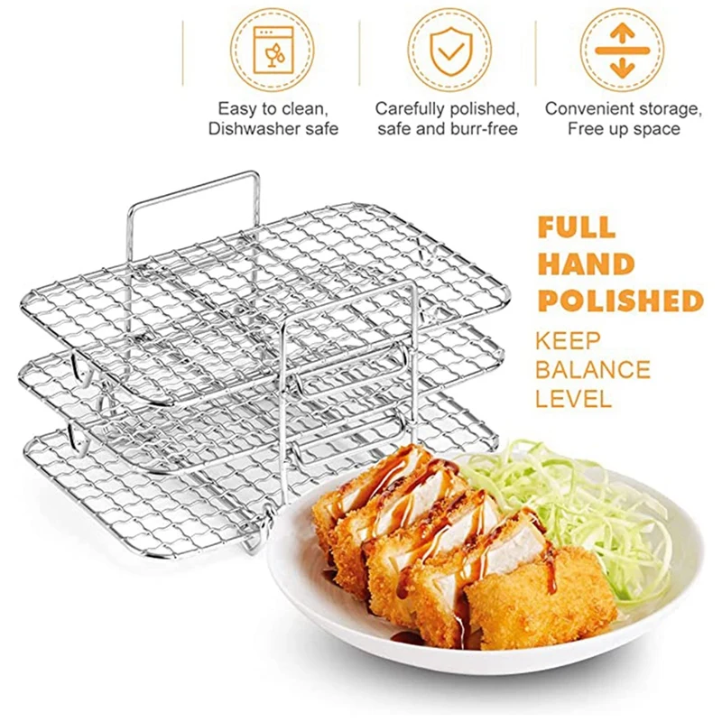 Air Friteuse Rack Voor Ninja Dual Air Friteuse 304 Roestvrij Staal Multi-layer Dehydrator Rack Toast Rek Lucht Friteuse accessoires