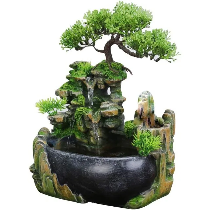 Indoor Relaxation Desktop Fountain Waterfall, Zen Meditation Indoor Waterfall Feature with Automatic Pump