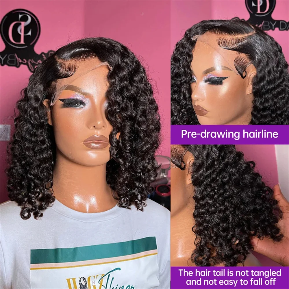 

Short Curly Bob Wig Lace Front Human Hair Wigs 13x6 Deep Wave HD Transparent Lace Frontal Wig 13x4 Closure Glueless Wigs