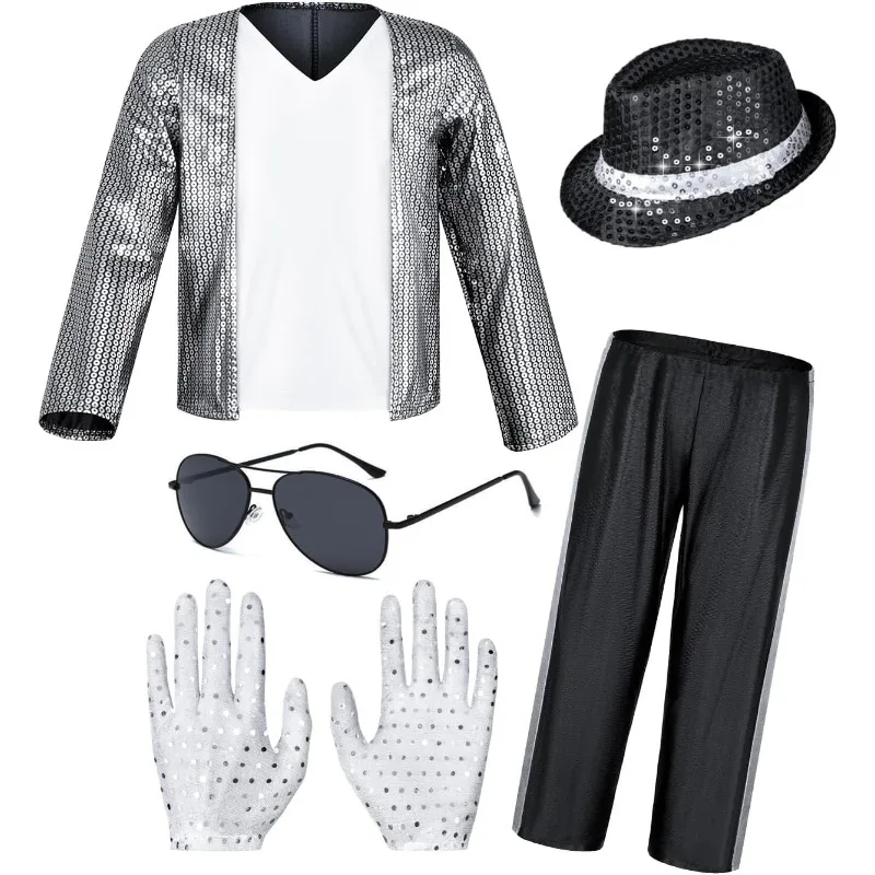 

Kid Cosplay gray Suit Dance Disco Cosplay Dance Star Halloween Carnival Superstar Singer Party Boys 80s90s Hip Hop Stage Outfits