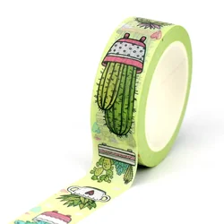 Ruban adhésif de masquage pour scrapbooking, décoration de plante succulente, ruban Washi pour journalisation, bricolage, papeterie mignonne, nouveau, 1PC, 10M