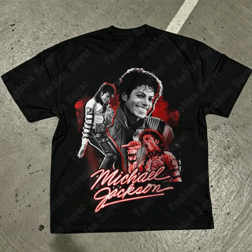 Michael Jackson Modern Redesign T-shirt Men and Women Summer Cotton Y2K Clothing Fashion Round Neck Short Sleeved Tee Fan Gifts - view 2