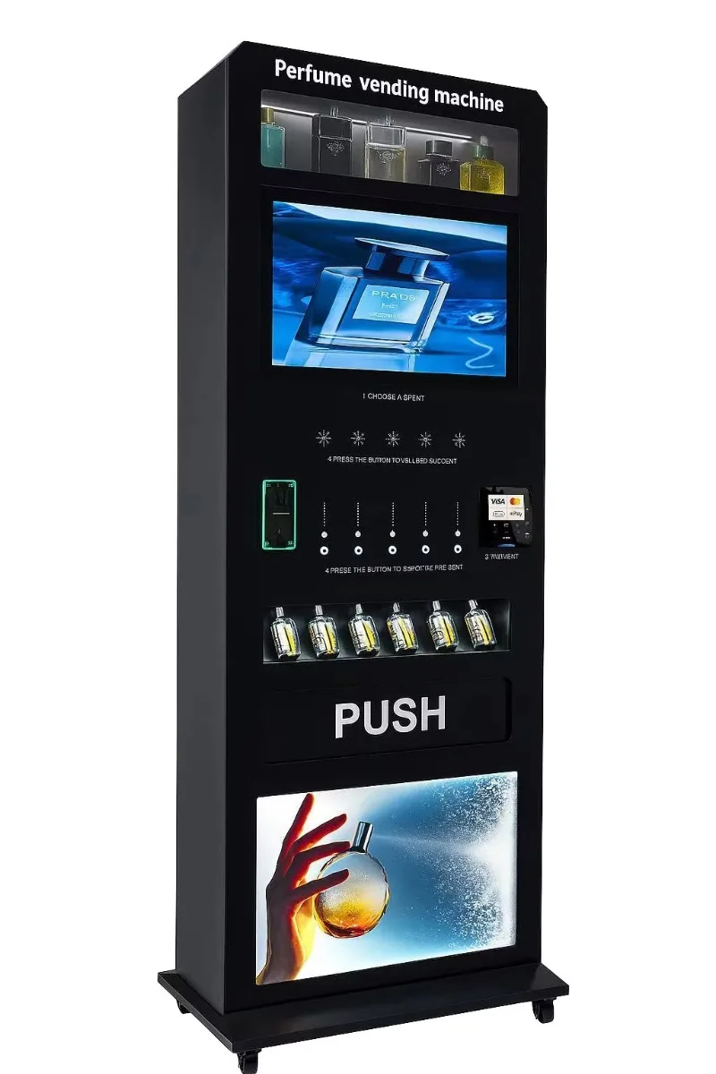 

Ароматические духи с монетоприемником, высококачественный распылитель торгового автомата с подставкой и поддержкой чтения карт по индивидуальному заказу