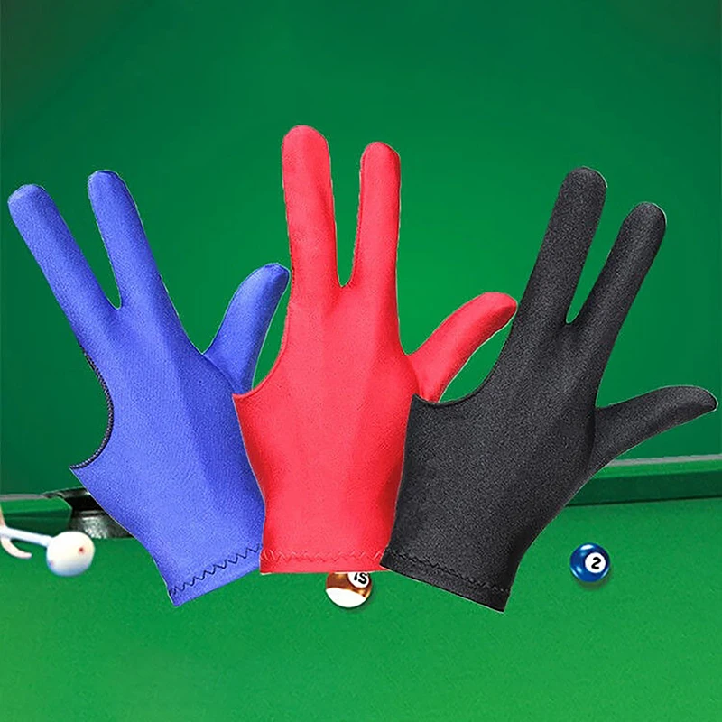 1pc Left Hand Three Finger Smooth Biliardo Guanti Accessories Fingerless Gloves Snooker Billiard Glove Billard Gloves Training