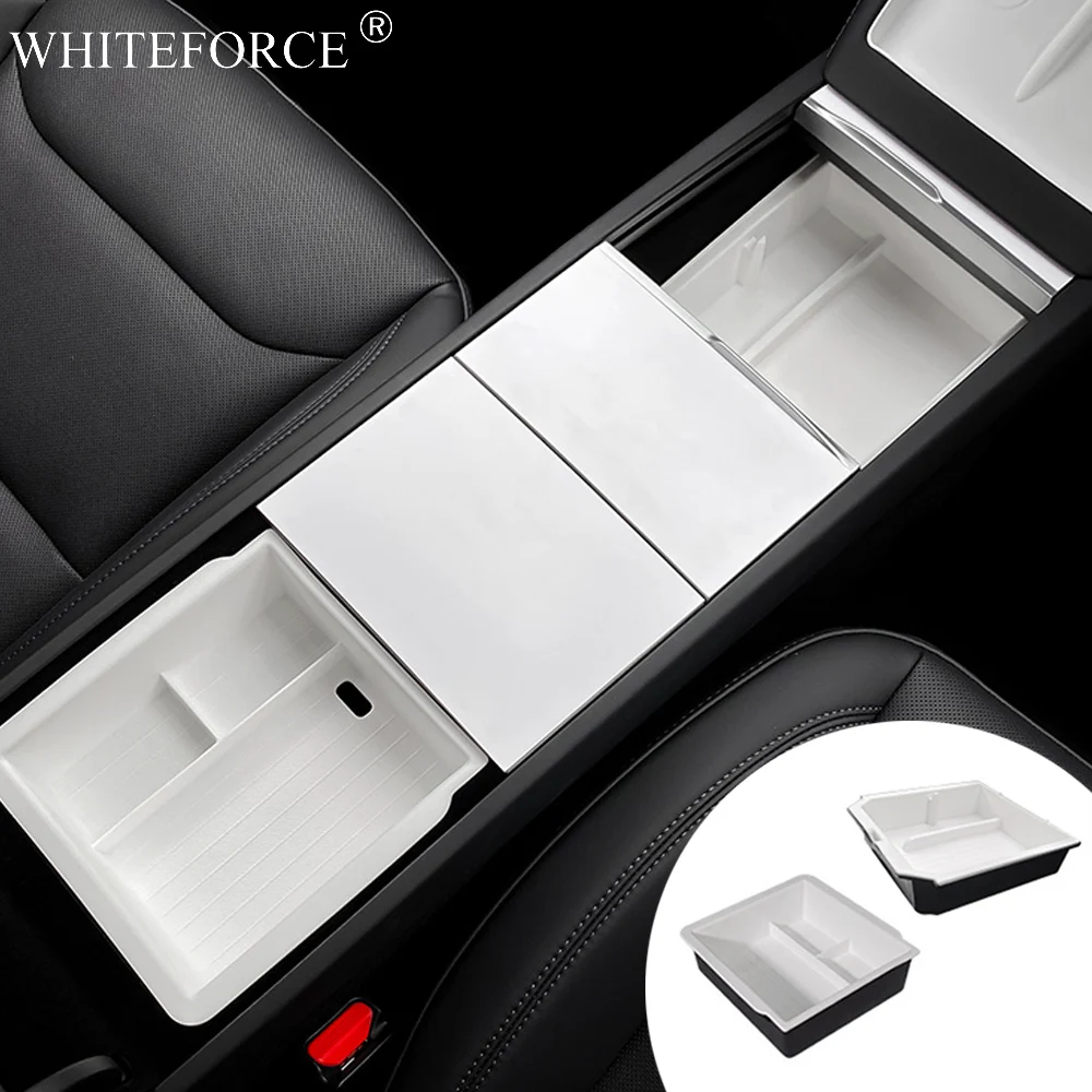 

For Tesla Model Y Juniper 2025 Center Console Storage Box Armrest Box Double-layer Storage Organizer Case Tray Cup Holder Box