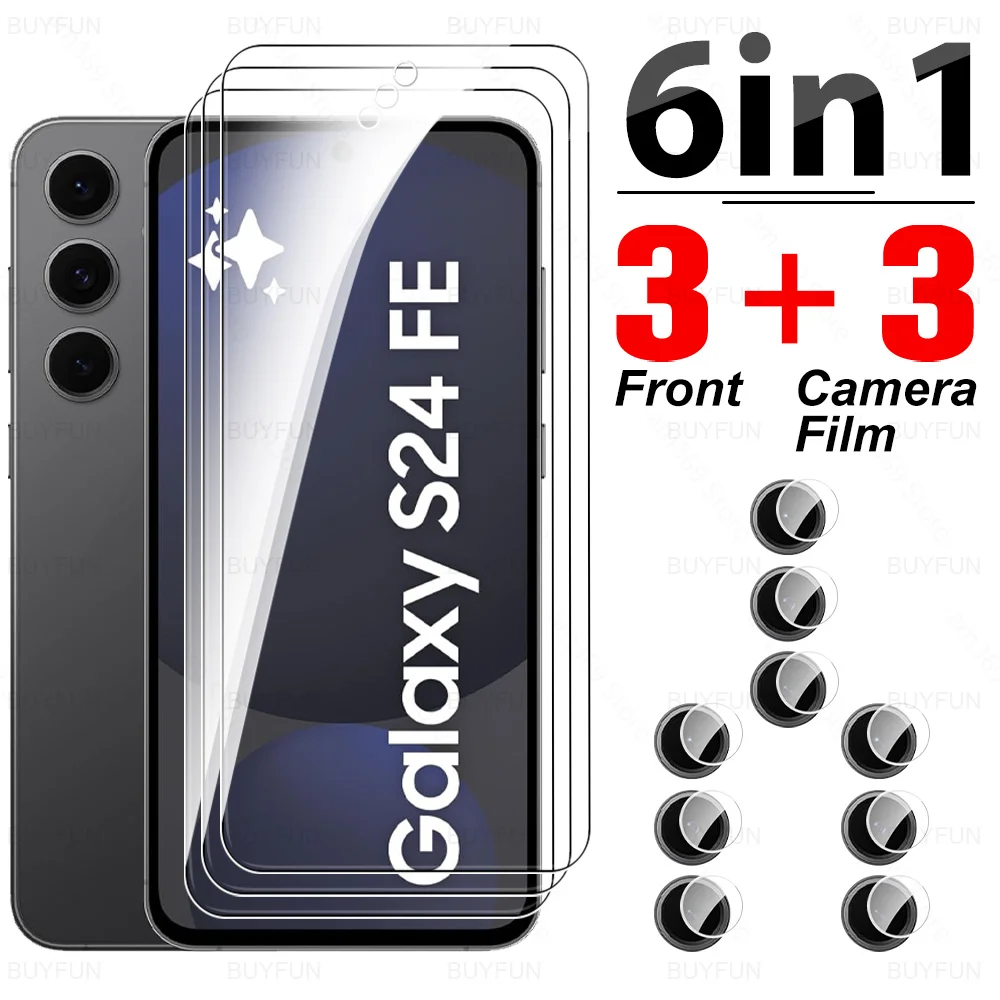 For Samsung Galaxy S24 FE Glass 6in1 Tempered Glass Camera Film On Sumsung S24FE SamsungS24 F E SamsungS24FE 5G Screen Protector