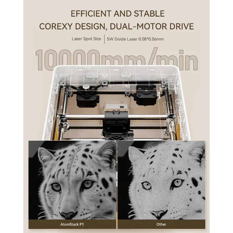 Draagbare mini desktop diodelasergraveermachine P1 5W, geschikt voor het graveren van 3D-graven op steen en rubber.
