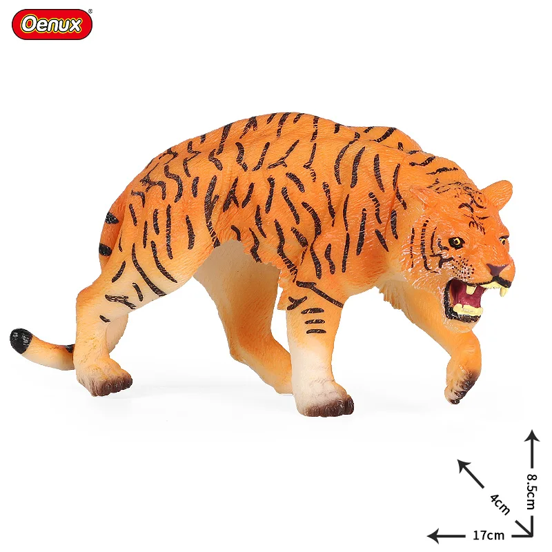 Oenux Simulation Wild Animal Lion Tiger Elephant Horse Yak Model Action Figures Farm Cow Goat PVC Educational Cute Toy For Kids