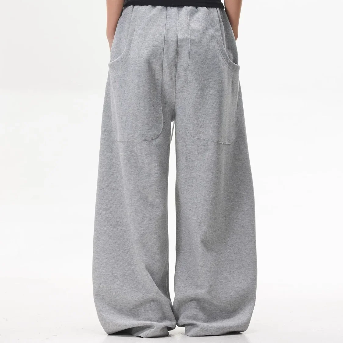2025 جديد رمادي تفكيك تصميم سراويل تقليدية رياضي واسعة الساق Sweatpants للجنسين بسيط فضفاض صالح للرجال والنساء