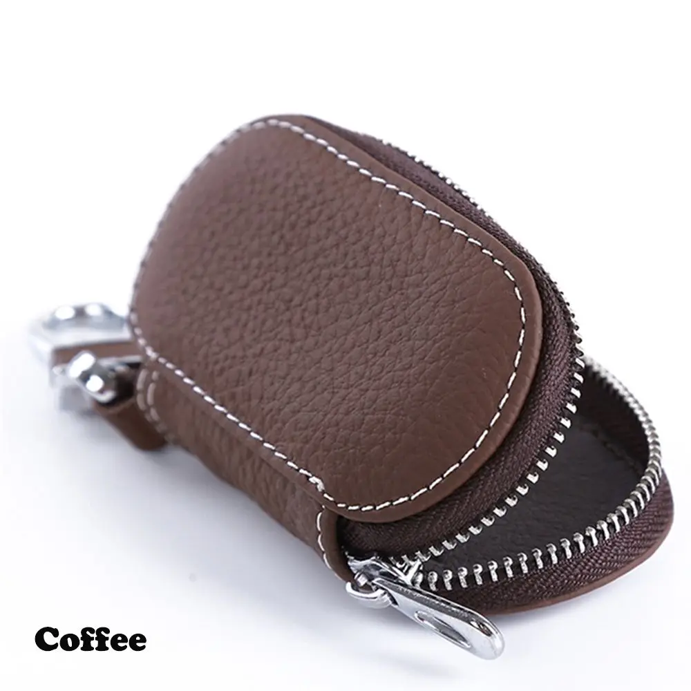 Portefeuille en cuir véritable pour clés de voiture, étui à fermeture éclair, 4 couleurs, HTML