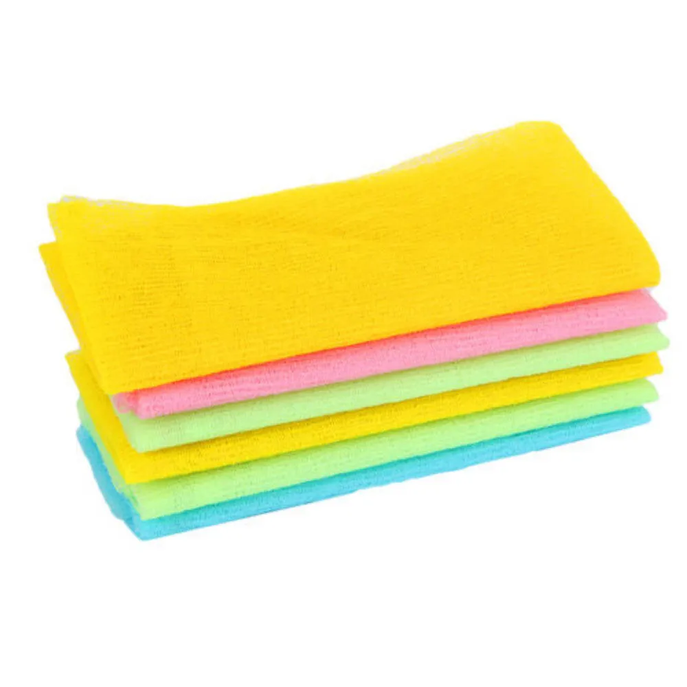 1/3/5 Pcs Random Color Cheap Exfoliating Nylon Scrubbing Bath Shower Cloth Body Cleaning Washing Towel