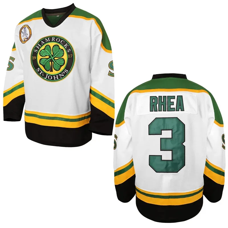 

Movie Goon Ross The BOSS ST John's Shamrocks # 3 RHEA Hockey Jersey Mens Sportswear Cosplay EMHL Sewing Embroidery