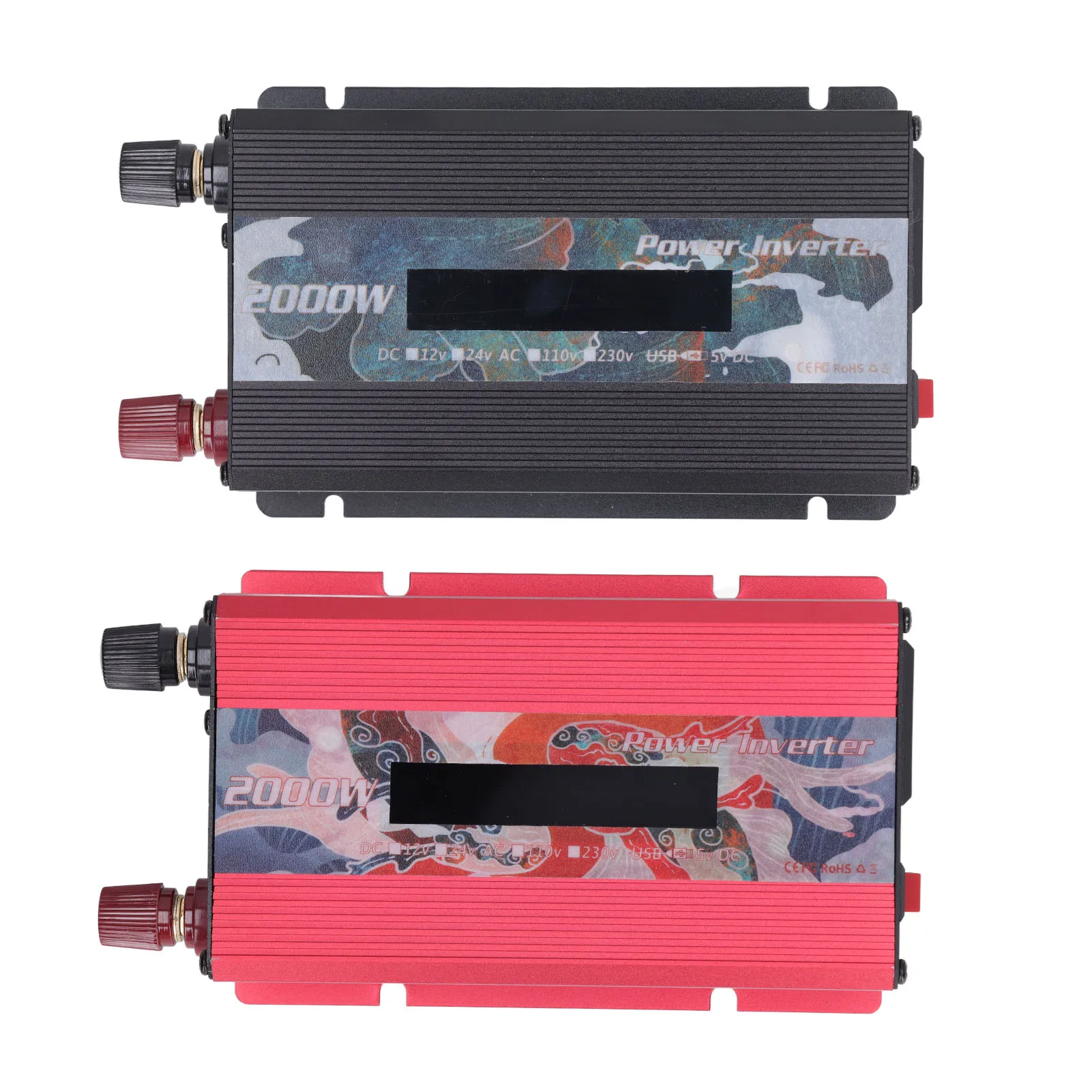 Car Power Inverter DC to AC Fast Heat Dissipation LCD Display 2.0 USB Port Solar Sine Wave Car Power Inverter 2000W