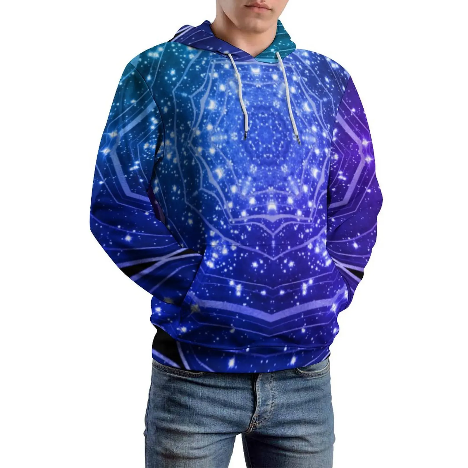 

Purple Ombre Casual Hoodies Long Sleeve Galaxy Geode Night Sky Elegant Hoodie Spring Korean Fashion Printed Oversized Clothing