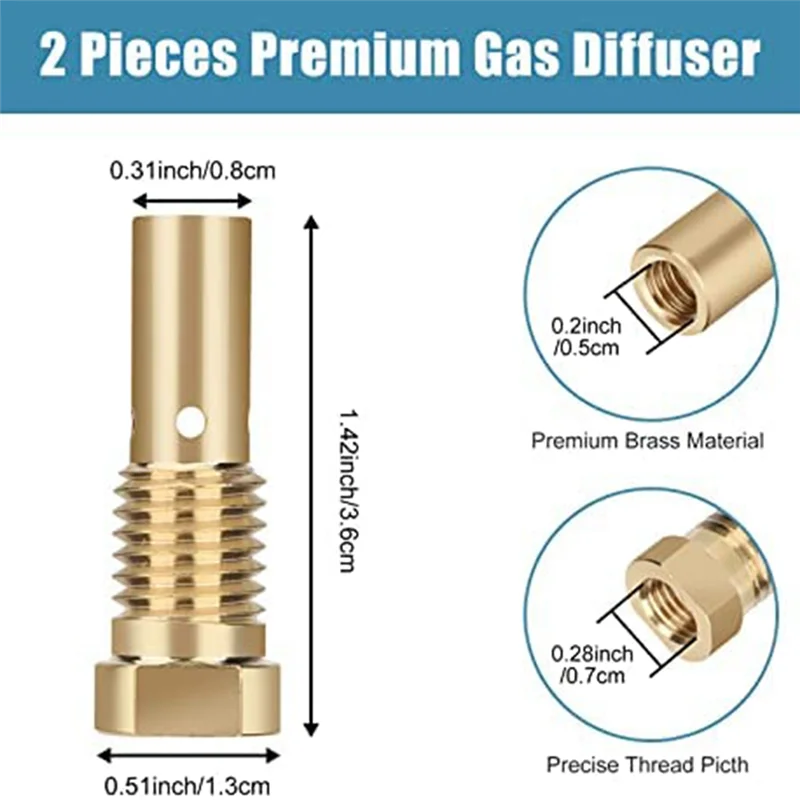 16PCS Flux Core Gasless Nozzle Tips K3493-1 Accessory 0.035Inch Contact Tips & Gas Diffusers With Century FC90/80GL Titanium-New