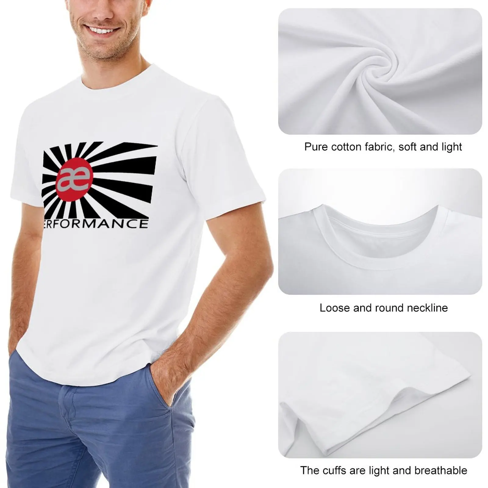 Camiseta de rendimiento AE para hombre, ropa estética, camisetas de algodón