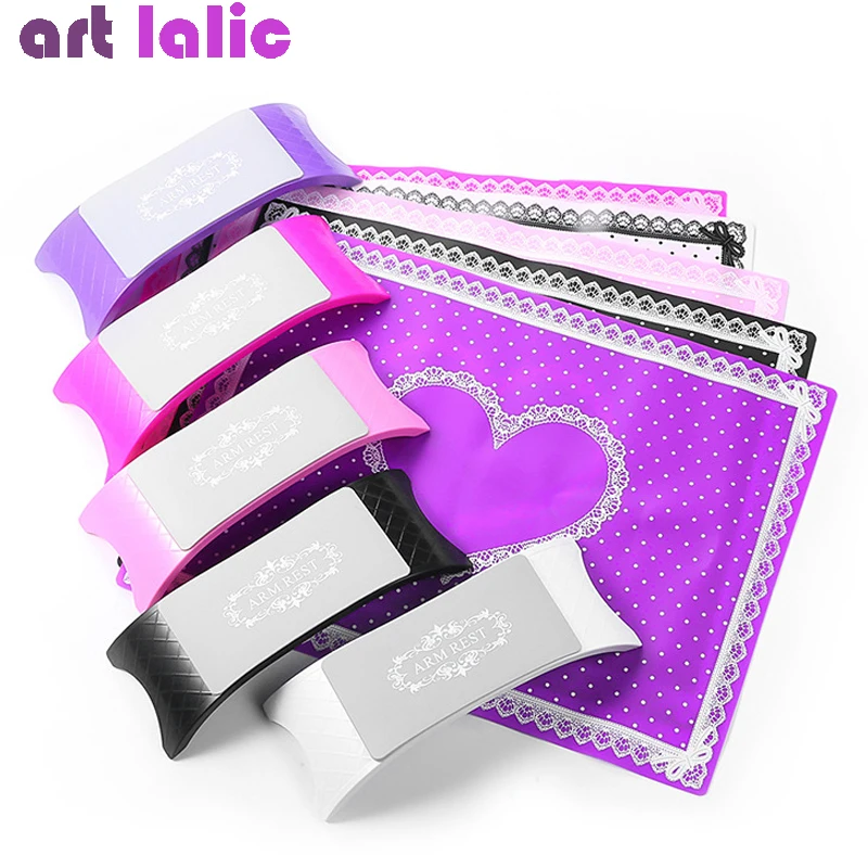 Nail Art Equipment Silicone Arm Rest Pillow, Hand Holder, Cushion Table Mat, Foldable Washable Salon Manicure Tool Set