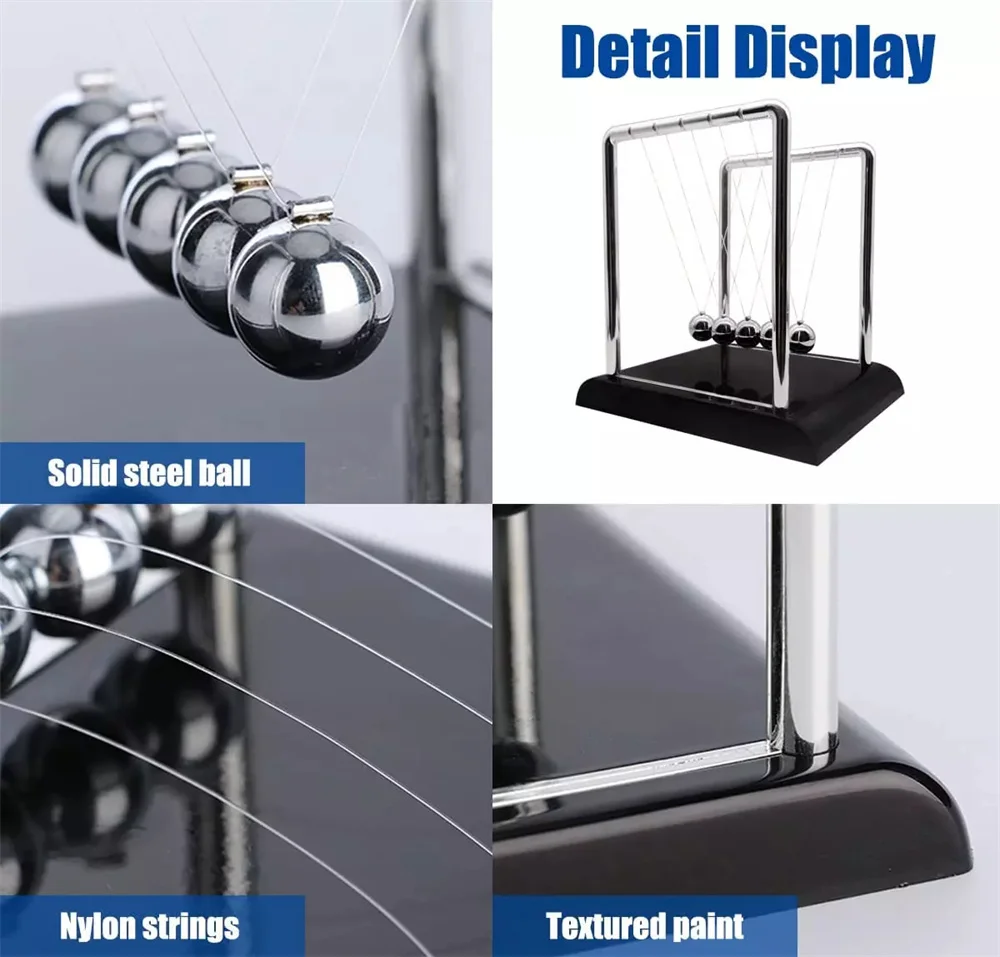 Newton's Cradle Balance Steel Ball Teaching Supplies Physics Science Pendulum Desktop Toys Stress Relief Gifts Home Decoration